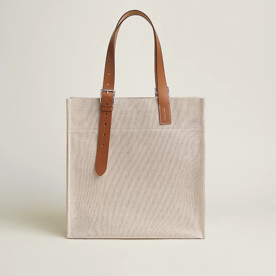 Canvas tote with leather straps