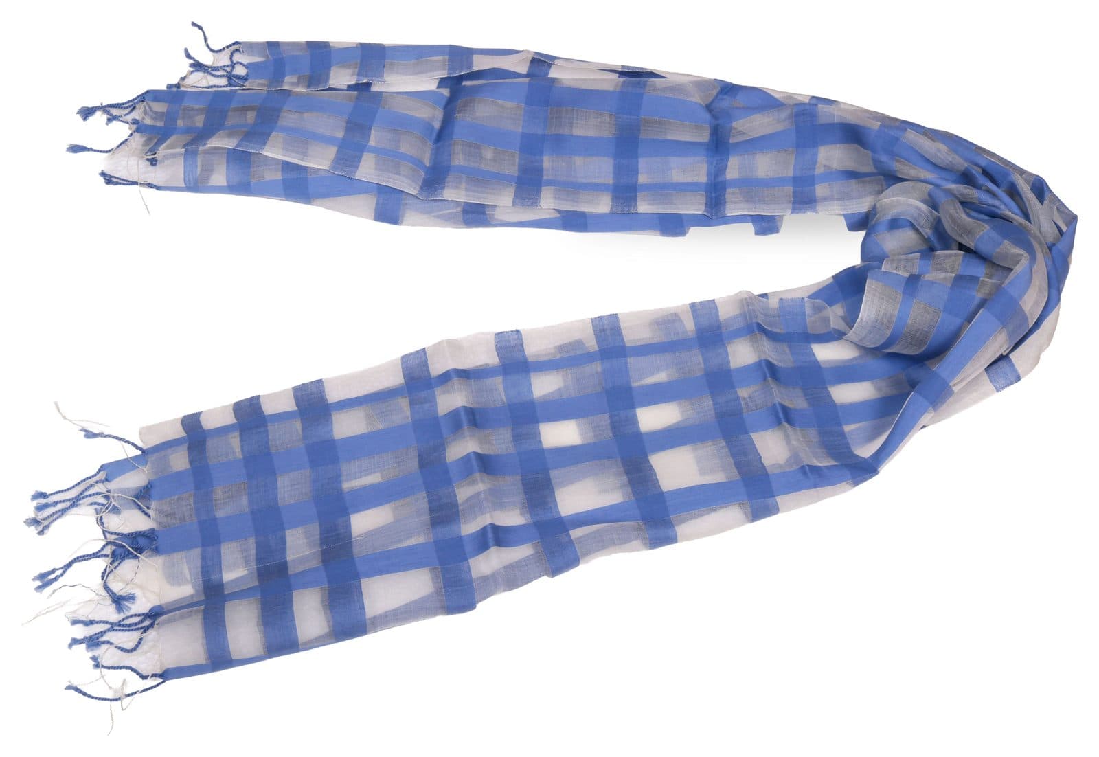 Checked scarf with fringed ends