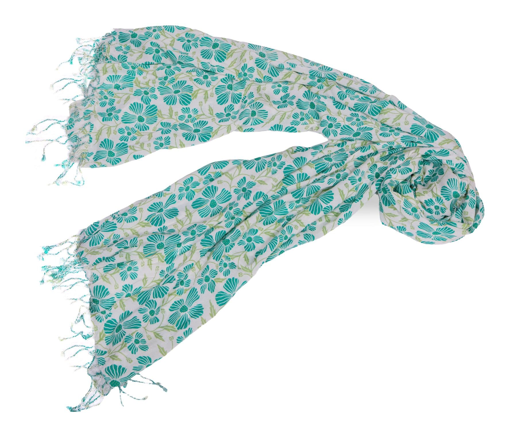 Floral-print scarf with fringed ends