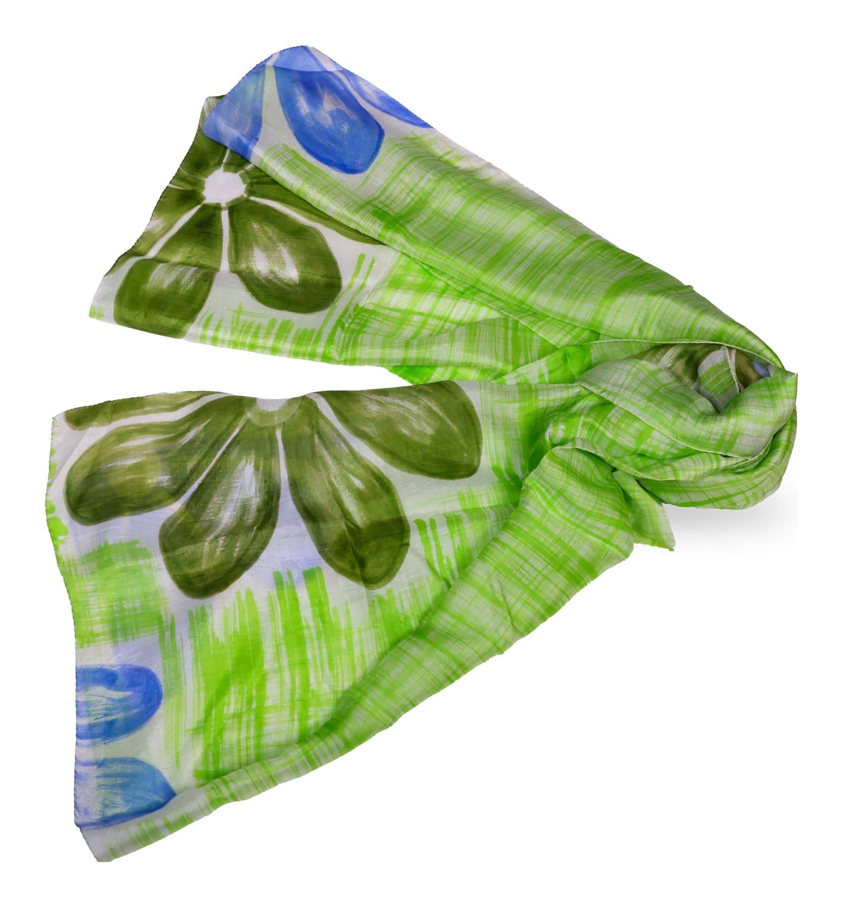 Hand-painted scarf with brushed petal motifs