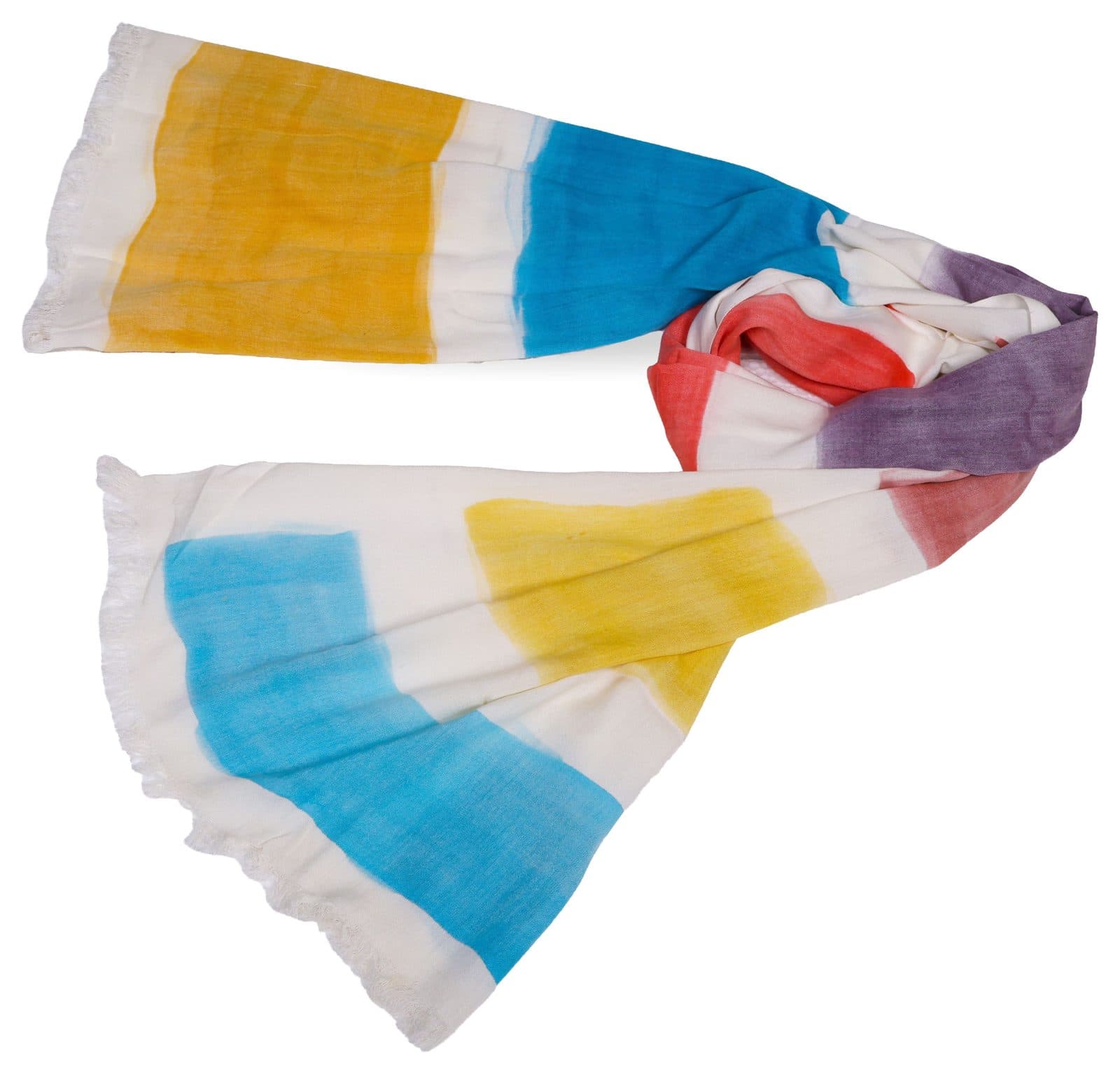 Colour-block scarf in broad painted bands