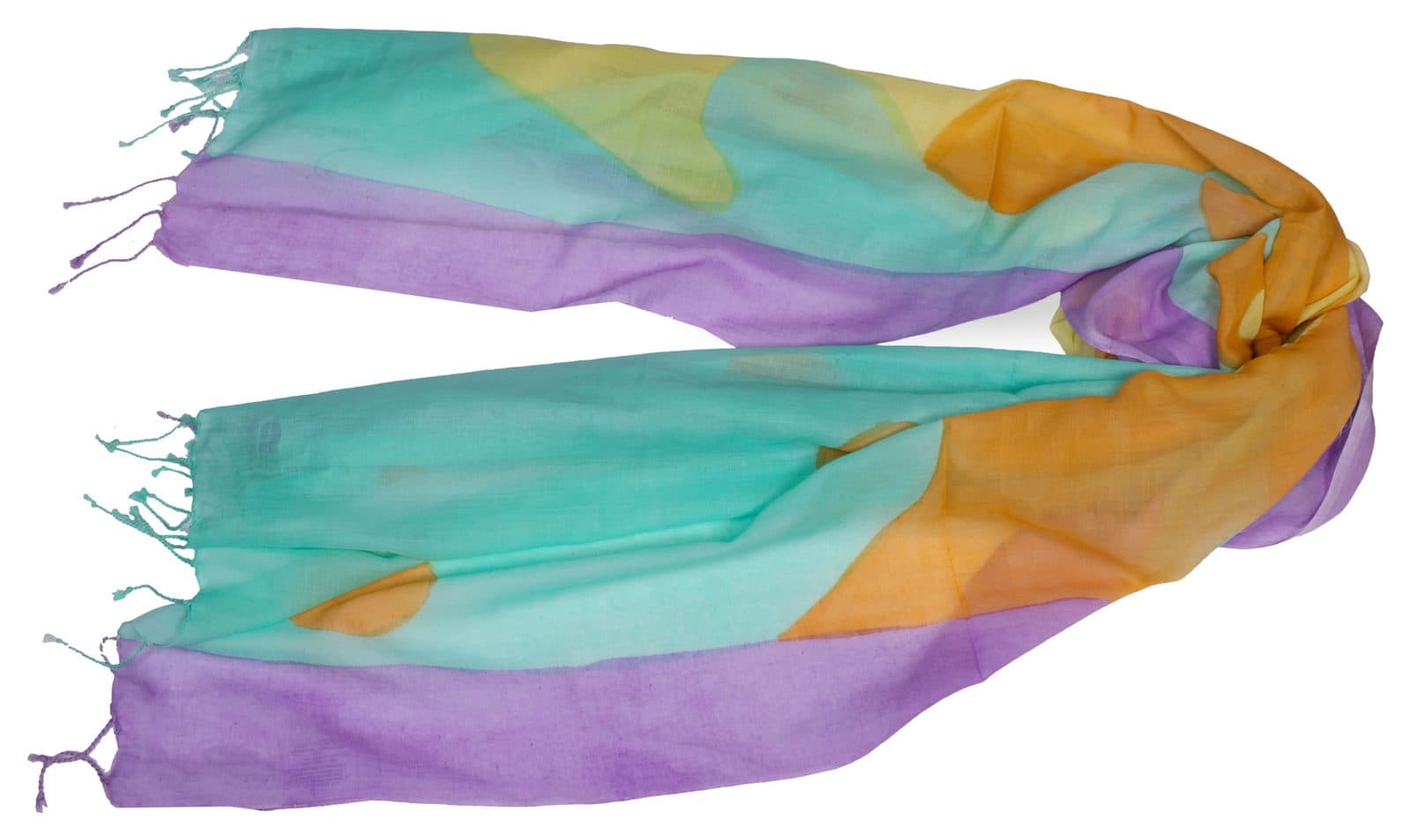 Ombré-dyed scarf, colour graduating along its length