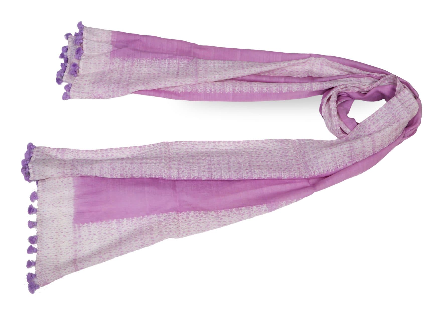 Scarf trimmed with a pompom fringe
