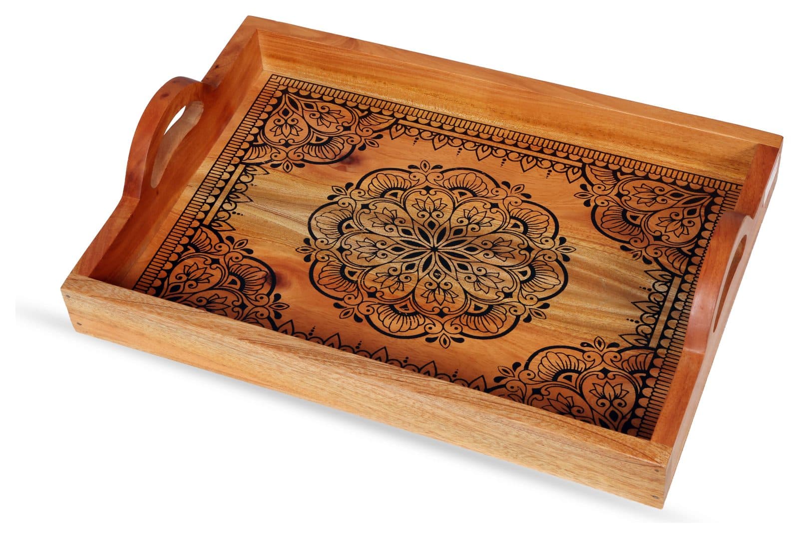 Carved wooden serving tray