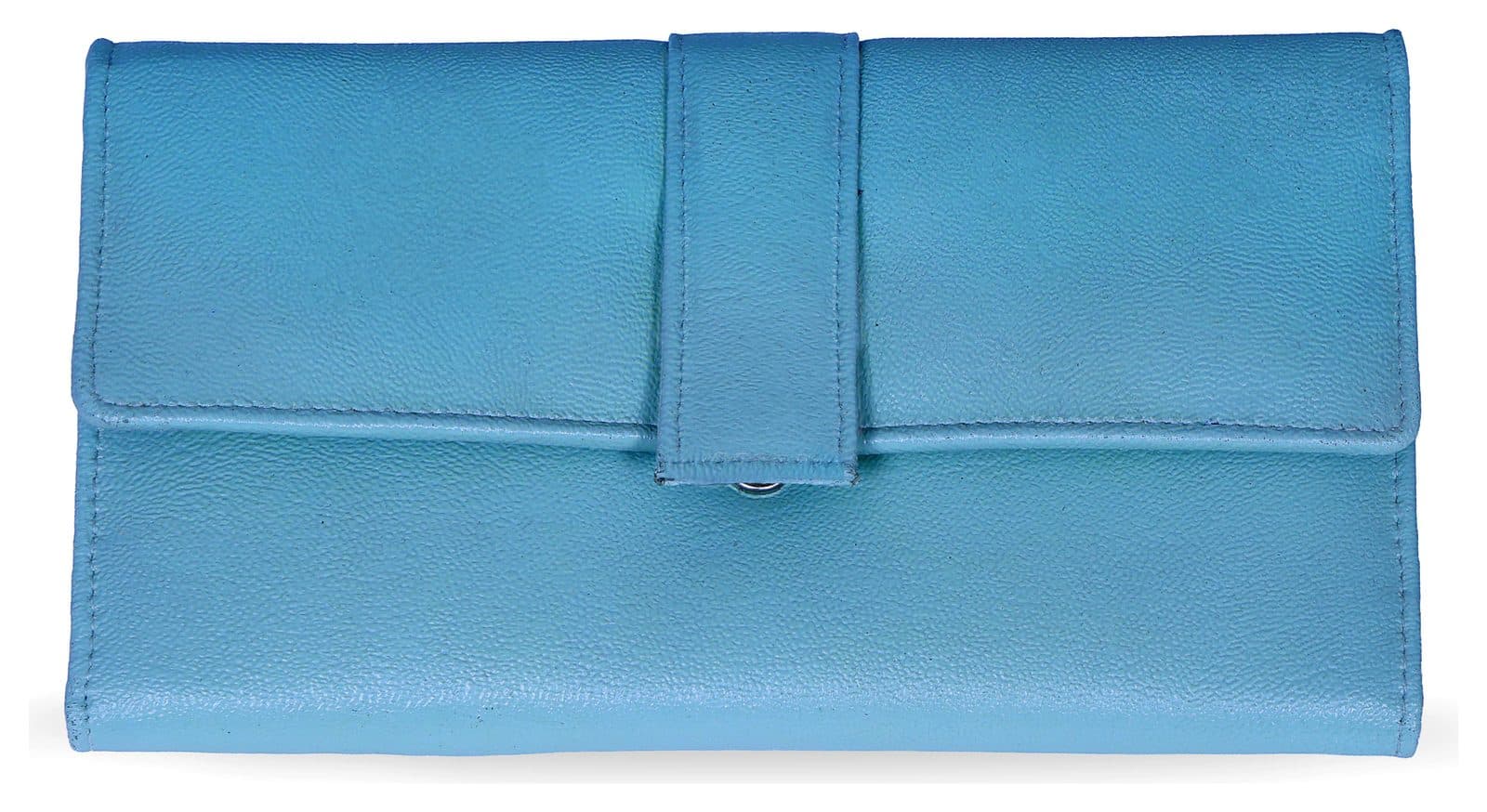 Sky blue leather continental wallet