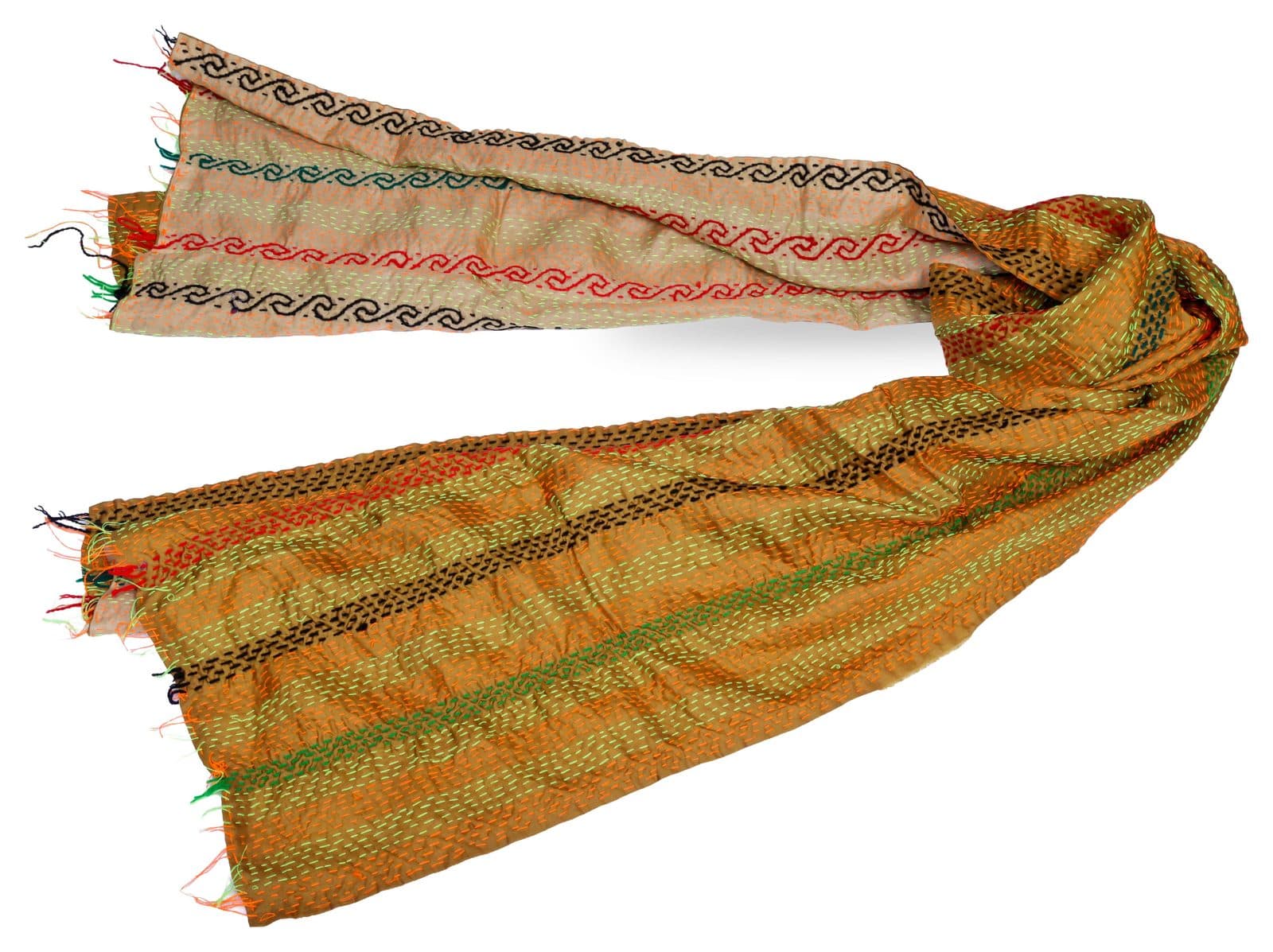 Kantha-embroidered scarf, made for Ten Thousand Villages