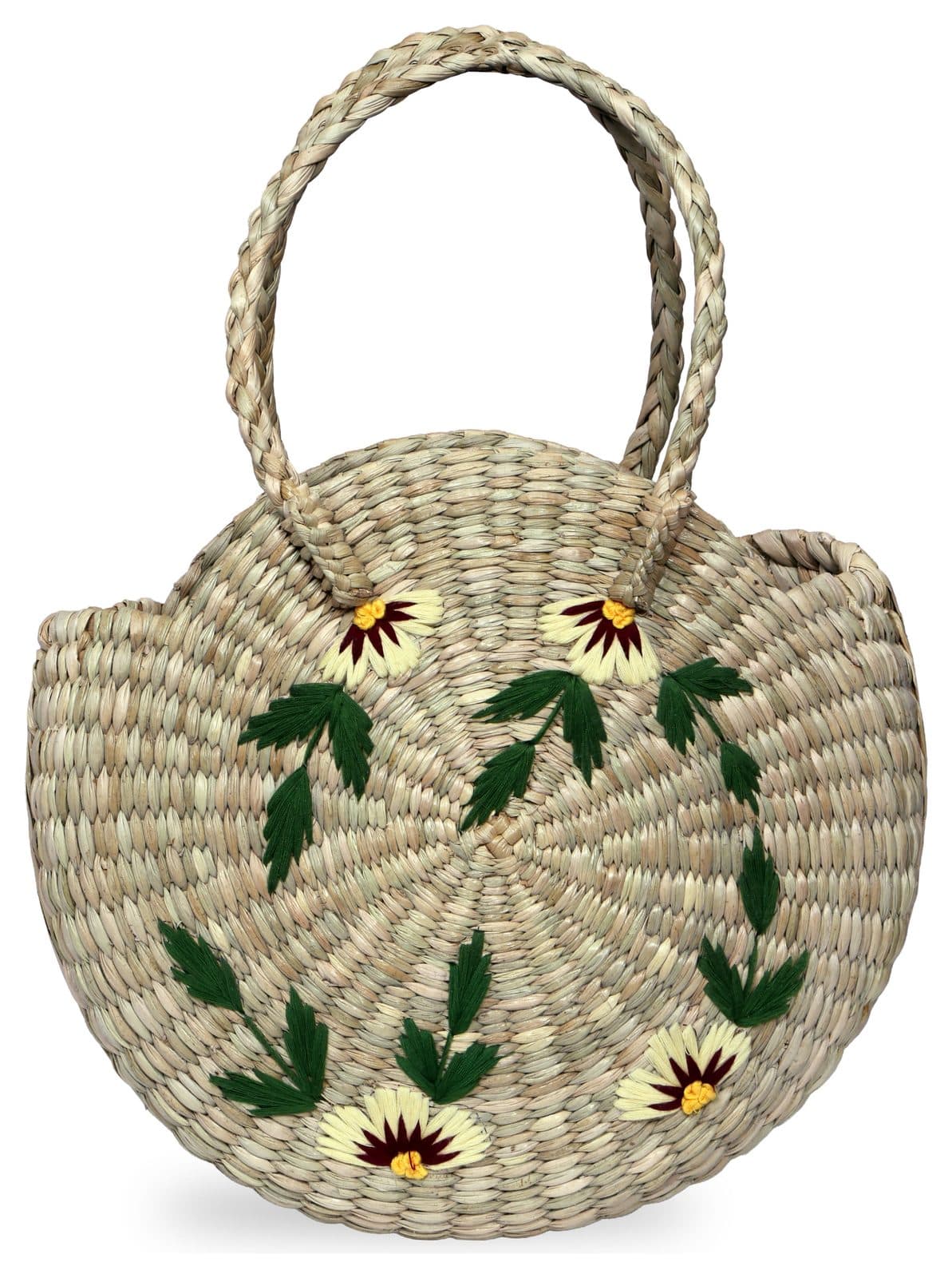 Embroidered straw round bag, made for Fair Anita