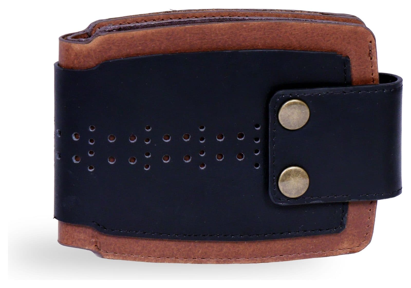 Two-tone leather wristband with press studs